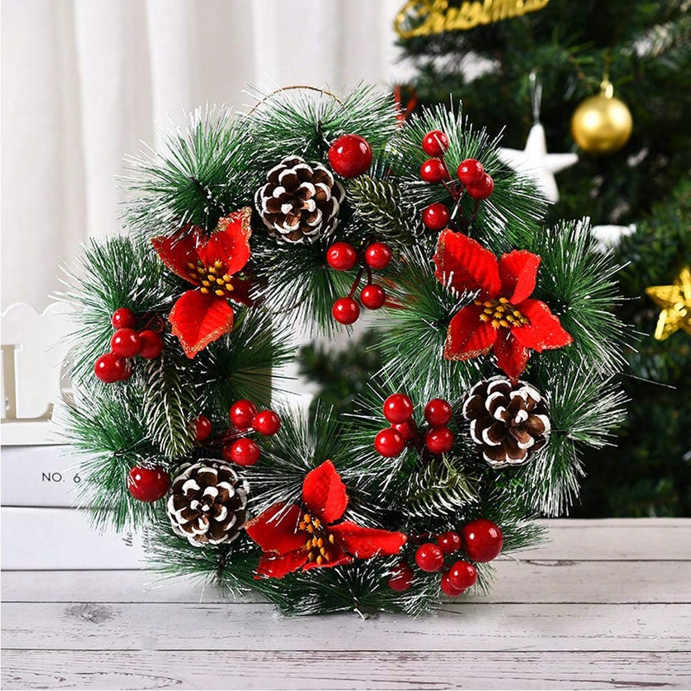 Christmas Wreath Fake - Couronne de Noël pour porte d'entrée,
