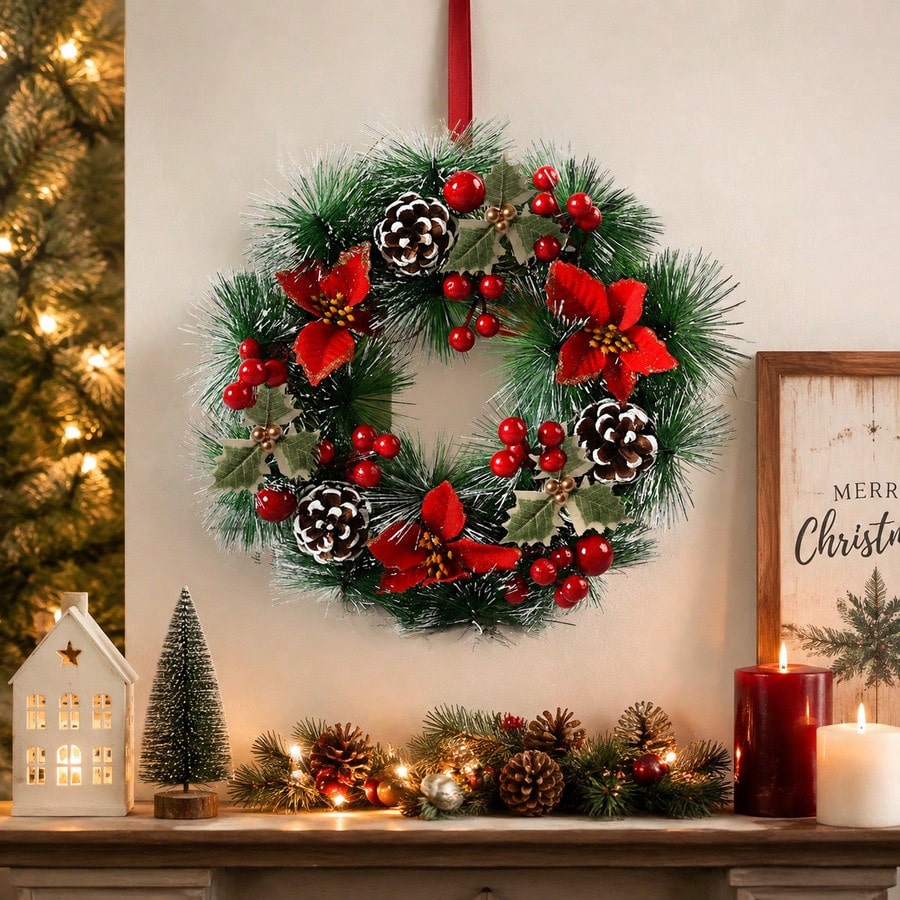 Couronne de Noël pour porte d' - Christmas Wreath Fake avis et prix