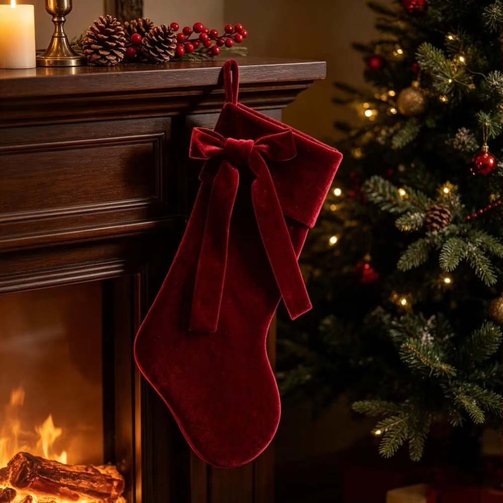 Chaussette de Noël en velours  - Christmas Stocking Hanging avis et prix